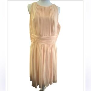 Lauren Ralph Lauren Evening Womens Blush Chiffon Gathered Party Dress Size 16